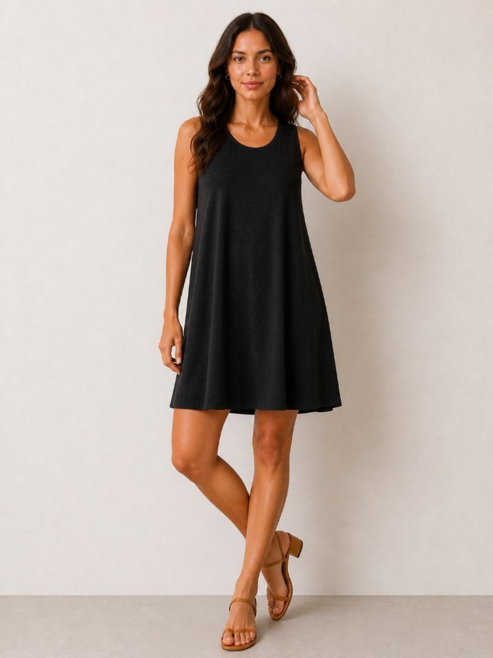 Free Fly Bamboo Dress XL Black Sleeveless A-Line Casual Soft Stretch Mini Dress
